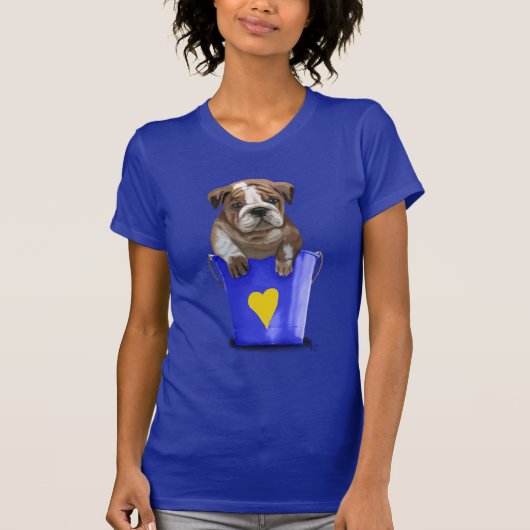 Bulldog-Eimer aus Liebe blau T-Shirt (Vorderseite)