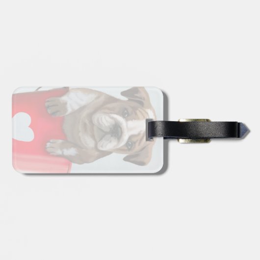 Bulldog-Eimer, Liebe rot 2 Gepäckanhänger (Rückseite horizontal)