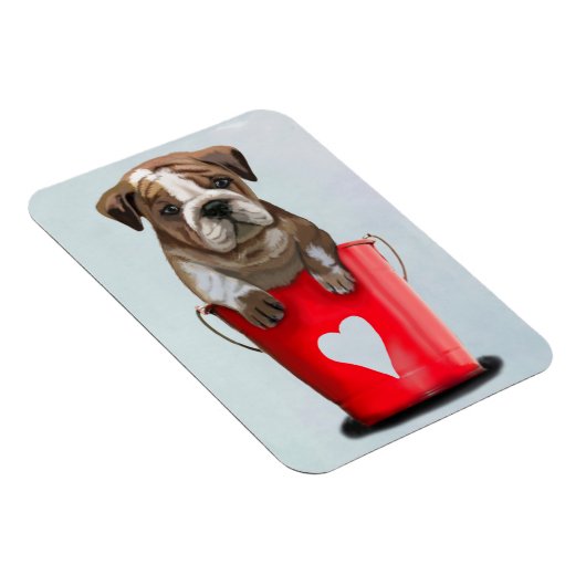 Bulldog-Eimer, Liebe rot 2 Magnet (Rechte Seite)