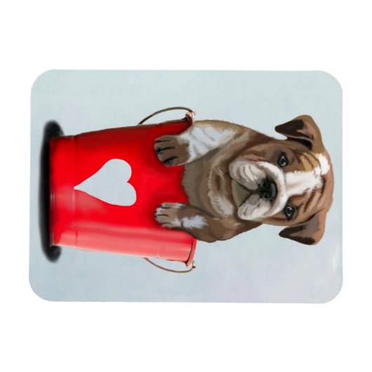 Bulldog-Eimer, Liebe rot 2 Magnet (Horizontal)
