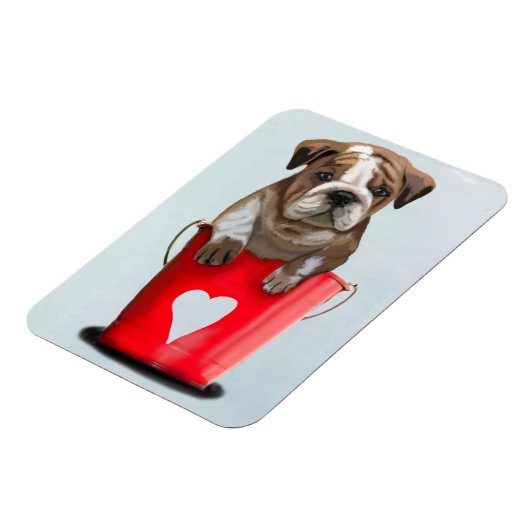 Bulldog-Eimer, Liebe rot 2 Magnet (Linke Seite)