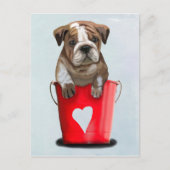 Bulldog-Eimer, Liebe rot 2 Postkarte (Vorderseite)