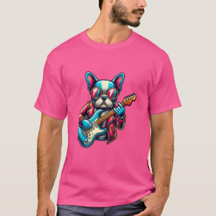 Bulldog Electric Gitarre Funny Dog Rock Band T-Shirt