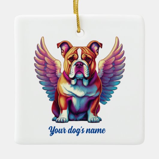 Bulldog-Engel-Dog-Gedenkstätte Keramikornament (Vorderseite)