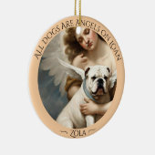 Bulldog-Engel-Personalisiert-Gedenkstätte Keramik Ornament (Rechts)