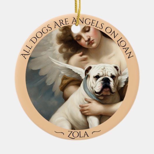 Bulldog-Engel-Personalisiert-Gedenkstätte Keramik Ornament (Vorne)