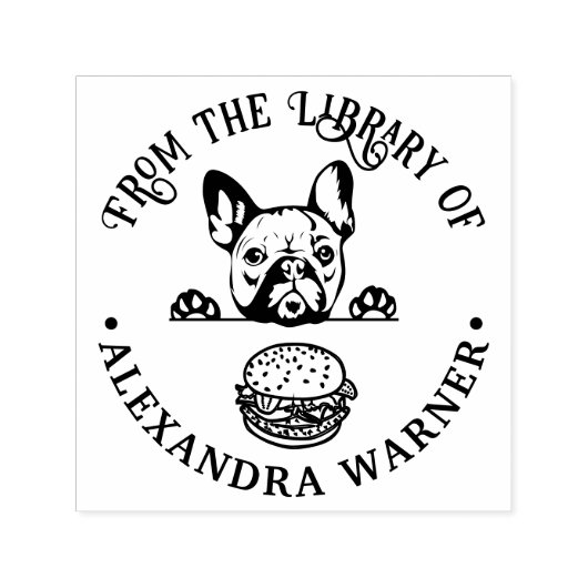 Bulldog Eying Burger Bibliotheksname Permastempel (Design)