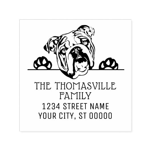 Bulldog Face Dog Name Rücksendeadresse Embosser Permastempel (Design)