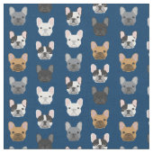 Bulldog Faces Navy Blue Stoff (Nahaufnahme)