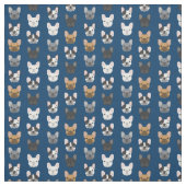Bulldog Faces Navy Blue Stoff (Muster)