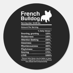 Bulldog Facts Nutrition Fun Frenchie Lover Runder Aufkleber