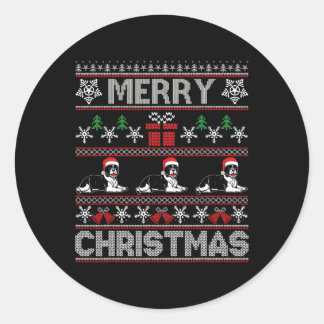 Bulldog Familie Matching Funny Ugly Weihnachten Sc Runder Aufkleber