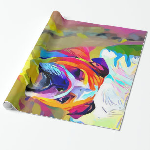 Bulldog farbenfroh Zeichnend Aquarell Niedlich Bul Geschenkpapier