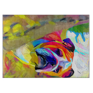 Bulldog farbenfroh Zeichnend Aquarell Niedlich Bul Schneidebrett