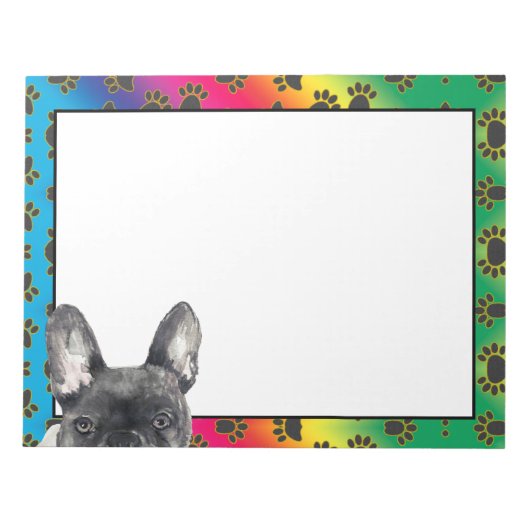 Bulldog farbenfrohe Hundekuh-Muster Notizblock (Vorderseite)