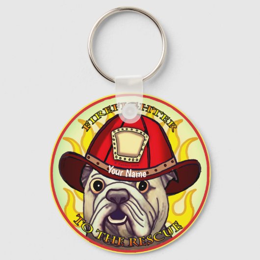 Bulldog-Feuerwehrmann-Schlüsselanhänger Schlüsselanhänger (Vorderseite)