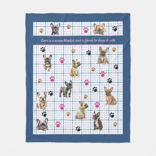 Bulldog Fleecedecke (Vorderseite)