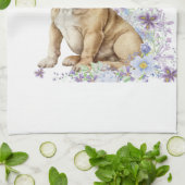 Bulldog Floral Geschirrtuch (Gefaltet)