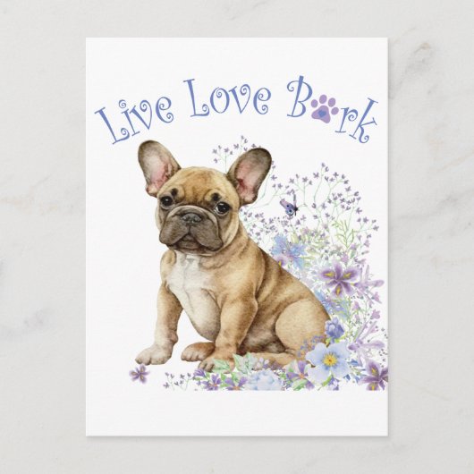 Bulldog Floral Postkarte (Vorderseite)