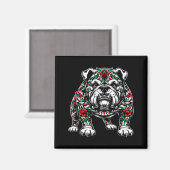 Bulldog Floral Red Rose Mens Womens  Magnet (Vorderseite/Rückseite)