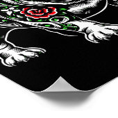 Bulldog Floral Red Rose Mens Womens  Poster (Ecke)