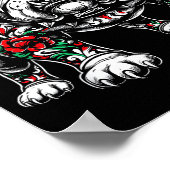 Bulldog Floral Red Rose Mens Womens  Poster (Ecke)