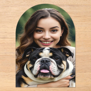 Bulldog-Foto hinzufügen Personalisieren Anpassen Acryleinladungen