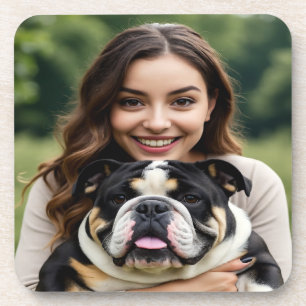 Bulldog-Foto hinzufügen Personalisieren Anpassen Getränkeuntersetzer
