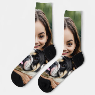 Bulldog-Foto hinzufügen Personalisieren Anpassen Socken
