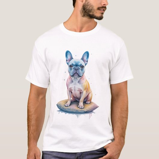 Bulldog Francés Colorido y Artístico T-Shirt (Vorderseite)