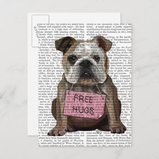 Bulldog-freie Hugs Postkarte (Vorne/Hinten)