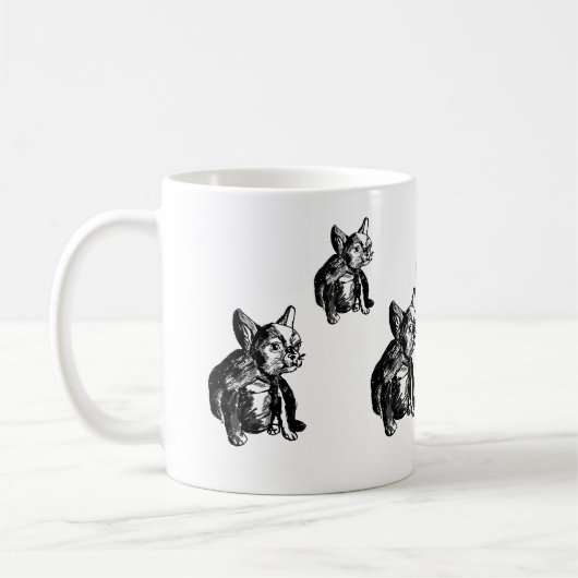 Bulldog French Buldog Puppy Zeichne Art Tasse (Links)