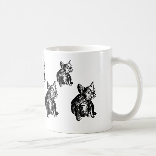 Bulldog French Buldog Puppy Zeichne Art Tasse (Rechts)