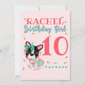 Bulldog Frenchie Birthday Girl Einladung (Vorderseite)