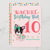 Bulldog Frenchie Birthday Girl Einladung (Vorne/Hinten)