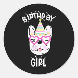 Bulldog Frenchie Celebration Party Theme Runder Aufkleber