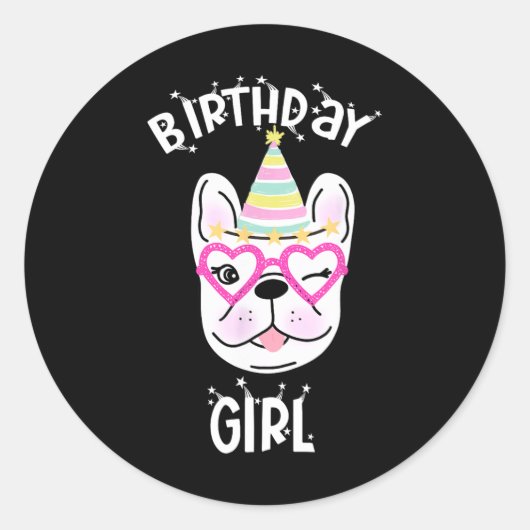 Bulldog Frenchie Celebration Party Theme Runder Aufkleber (Vorderseite)