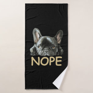 Bulldog Frenchie Nope Geschenke Badehandtuch