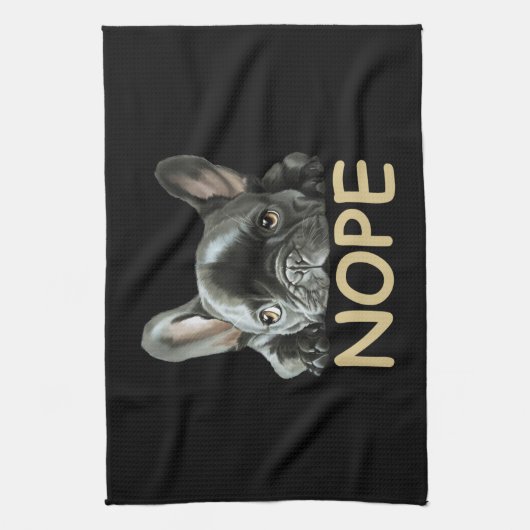 Bulldog| Frenchie Nope Geschenke Geschirrtuch (Vertikal)