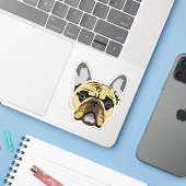 Bulldog Frenchie Notebook-Sticker Aufkleber (Laptop mit iPhone)