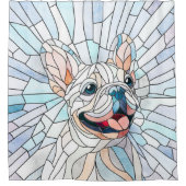 Bulldog - Frenchie - Pastellmosaik Duschvorhang (Vorderseite)