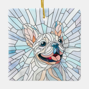 Bulldog - Frenchie - Pastellmosaik Keramikornament