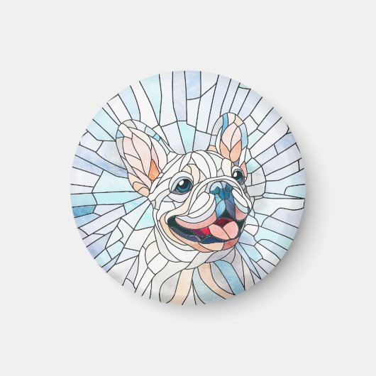 Bulldog - Frenchie - Pastellmosaik Magnet (Vorne)