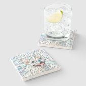 Bulldog - Frenchie - Pastellmosaik Steinuntersetzer (Seitenansicht)