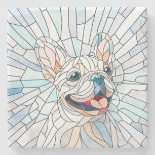 Bulldog - Frenchie - Pastellmosaik Steinuntersetzer