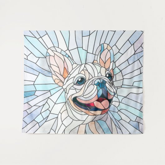 Bulldog - Frenchie - Pastellmosaik Wandteppich (Vorderseite (Horizontal))