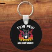 Bulldog Frenchie Pew Pew Pew Madafakas Crazy Pew Schlüsselanhänger (Vorderseite)