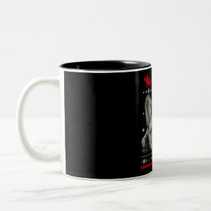 Bulldog Frohe Weihnachten mit Franchie Zweifarbige Tasse