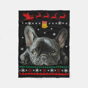 Bulldog Frohe Weihnachten mit Französin Fleecedecke