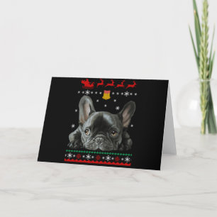 Bulldog Frohe Weihnachten mit Französin Karte